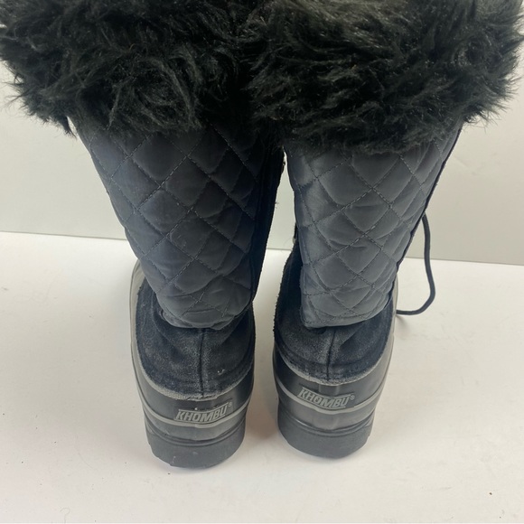 Khombu Nordic 2 Black Gray Winter Snow Tall Boots Lace-up Faux Fur Suede Size 7 - Picture 8 of 14